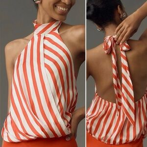 Maeve Halter Bubble Hem Top NWT